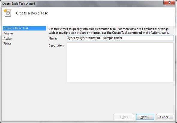 सिंकटॉय: माइक्रोसॉफ्ट का सिंपल बैकअप और सिंक्रोनाइज़ेशन सॉल्यूशन [विंडोज] टास्क शेड्यूलर बेसिक टास्क नाम बनाएँ