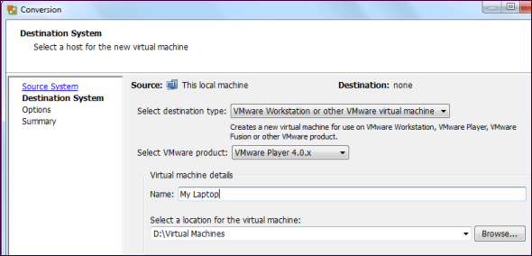 VMware vCenter-कनवर्टर-गंतव्य-प्रणाली
