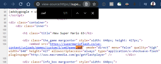 Chrome पृष्ठ पर SWF फ़ाइल ढूंढें