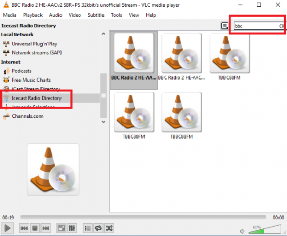 VLC इंटरनेट रेडियो