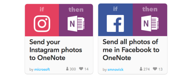 IFTTT फीचर उदाहरण के साथ सामाजिक एकीकरण OneNote