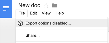 Google ड्राइव में निर्यात विकल्प अक्षम हैं