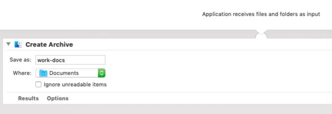 मैक पर चयनित फ़ाइलों में से एक संग्रह बनाने के लिए ऑटोमेटर ऐप
