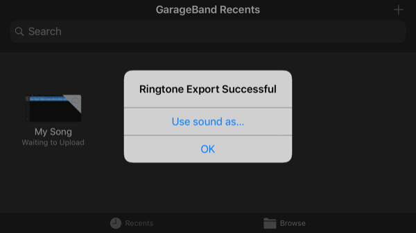 GarageBand ऐप निर्यात पूरा करें