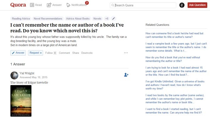 Quora सिर्फ अस्पष्ट वर्णन के साथ किताबें ढूंढने में मदद कर सकता है
