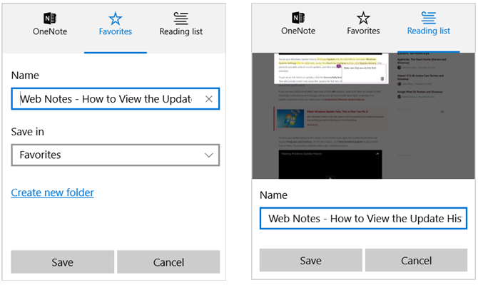 वेब नोट Microsoft किनारे को बचा सकता है