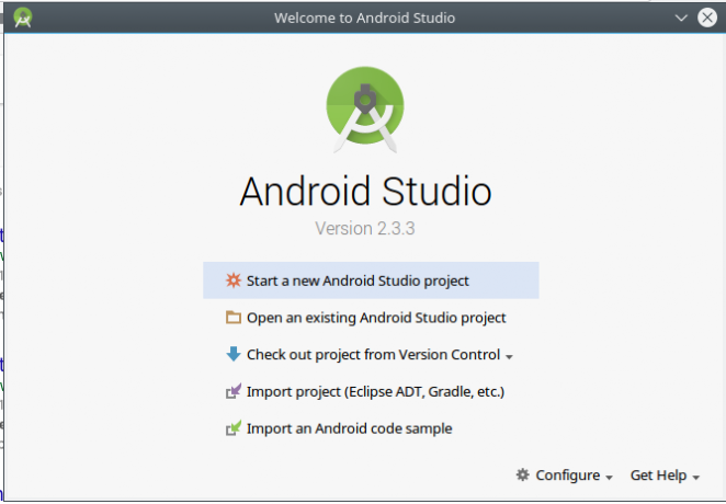 android app androidstudio start करे