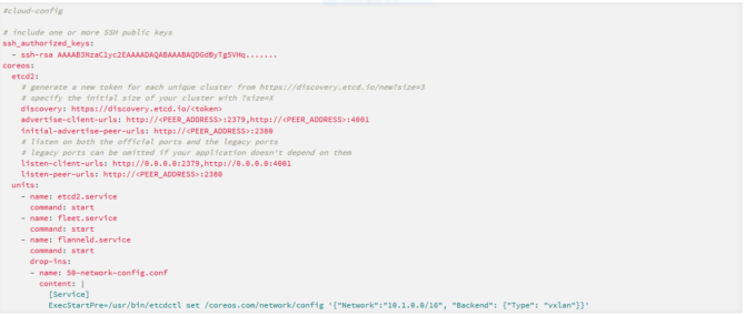 CoreOS क्लाउड कॉन्फ़िगरेशन उदाहरण