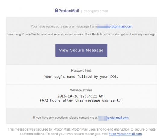 ProtonMail एन्क्रिप्टेड संदेश भेजा गया