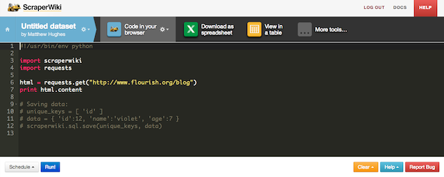 scraperwiki-कोडिंग ब्राउज़र