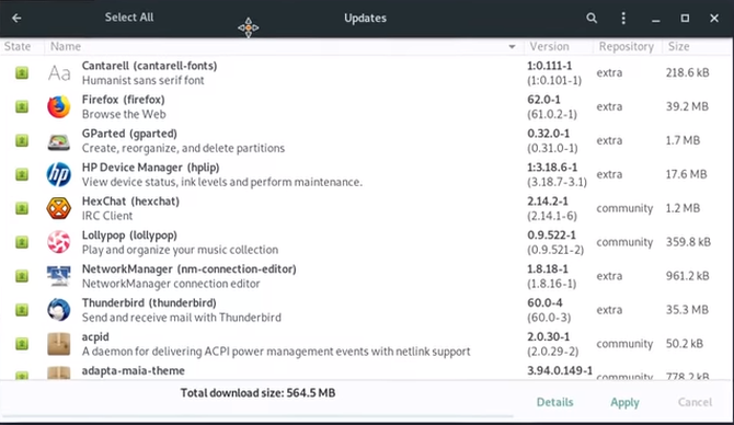 manjaro अपडेट