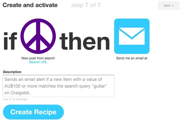 ifttt व्यंजनों