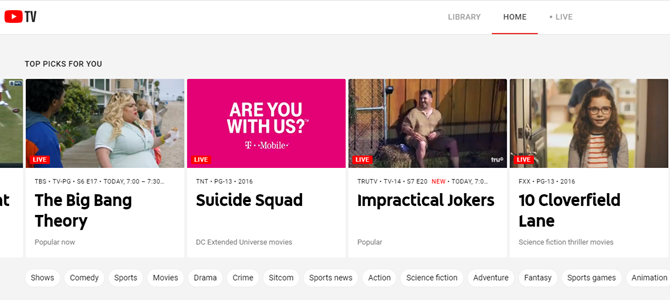 youtubetv पर लाइव स्टेशन ब्राउज़ करना