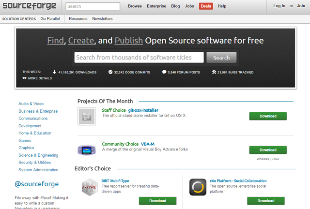 Slashdot-Sourceforge-होमपेज