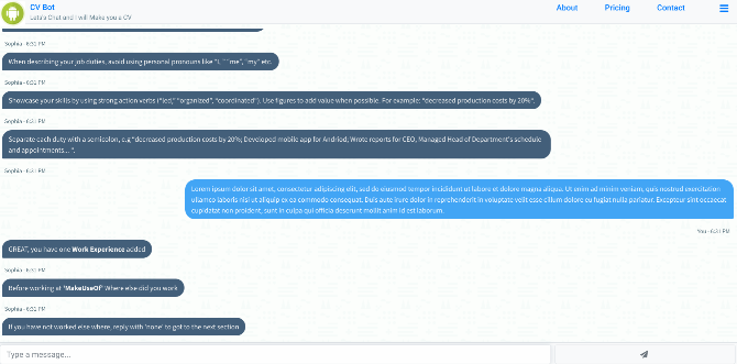 अपना CV बनाने के लिए CV Bot के साथ चैट करें