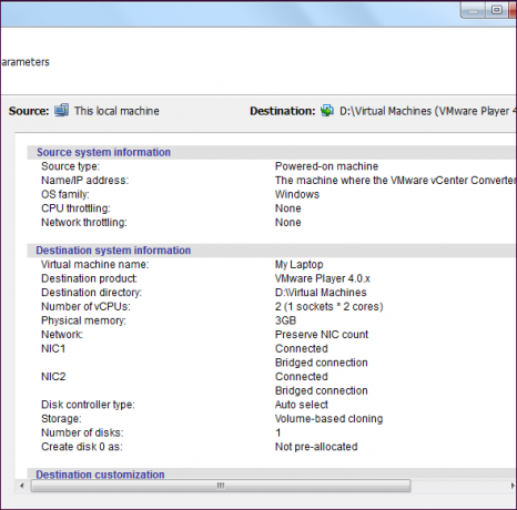VMware vCenter-कनवर्टर-सारांश
