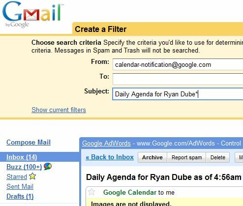 Google कैलेंडर, ब्लॉग और स्थिति अपडेट gmailfilter5 के साथ अपना समय मुक्त करें