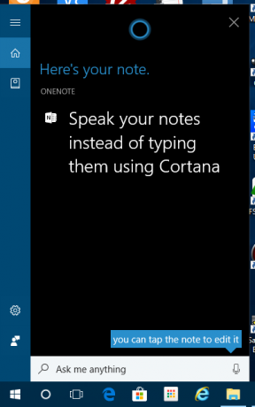 नया नोट बनाने के लिए Cortana का उपयोग करें