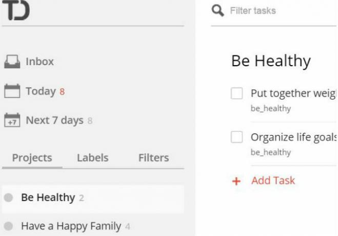 ToDoist सेटअप उदाहरण