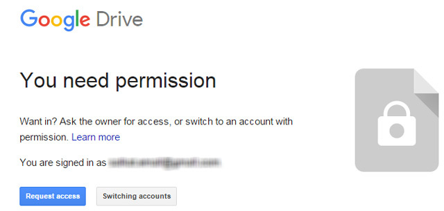 Google ड्राइव पर पहुंच का अनुरोध करें