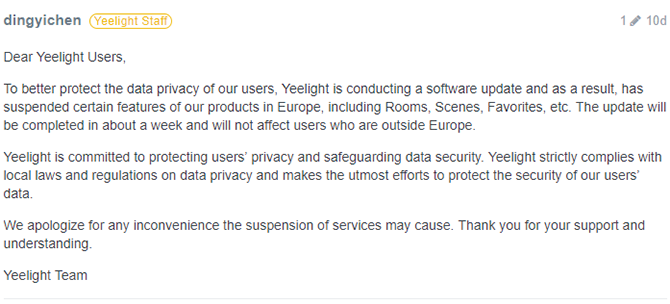 GDPR स्मार्ट होम डिवाइसेस को कैसे प्रभावित कर सकता है? डाउनडेड सर्विसेज यिल्ट्स फोरम पोस्ट 670 के 2 उदाहरण