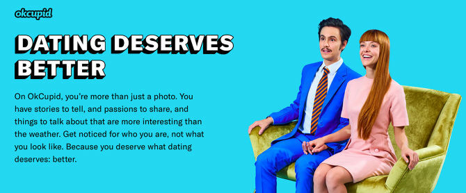 यह पेंचकस सीनियर्स के लिए डेटिंग के लिए OKCupid का एक विज्ञापन दिखाता है