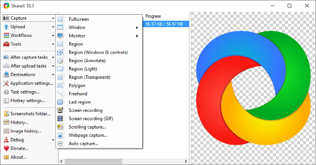 windows-रिकार्ड sharex