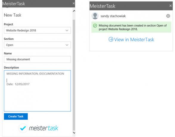 MeisterTask आउटलुक परियोजना प्रबंधन ऐड-इन