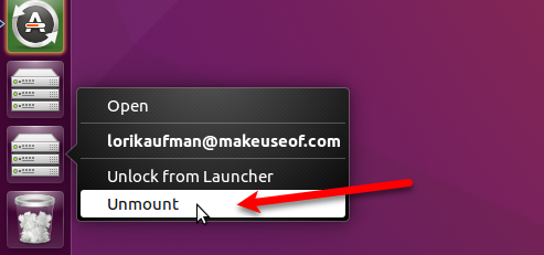 यूनिटी लॉन्चर में Google ड्राइव को अनमाउंट करें