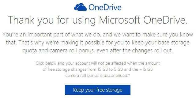 OneDrive संग्रहण रखें