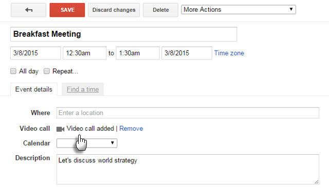 Google कैलेंडर में वीडियो कॉल जोड़ें