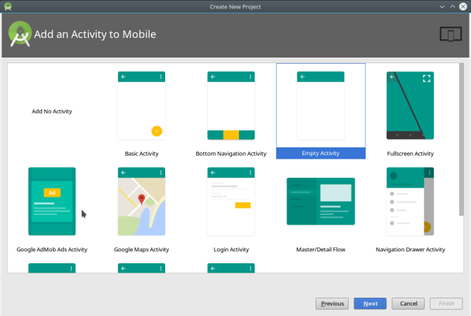 android app androidstudio newproject3 बनाएँ