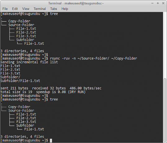 rsync सूखा रन