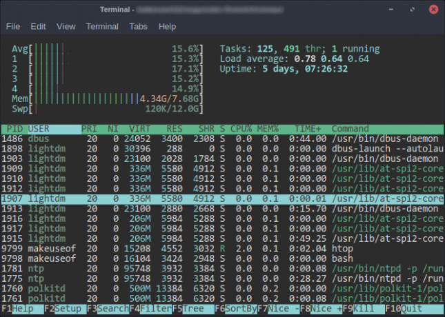 htop कार्य प्रबंधक शीर्ष की जगह