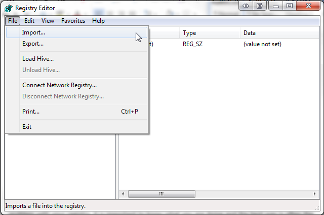 विंडोज रजिस्ट्री आयात