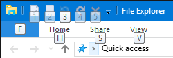 विंडोज 10 फ़ाइल एक्सप्लोरर कीबोर्ड शॉर्टकट