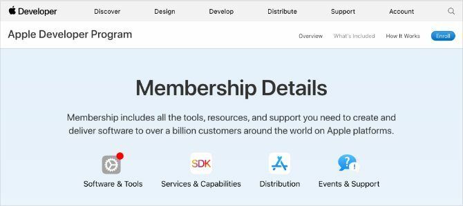 Apple डेवलपर कार्यक्रम सदस्यता विवरण