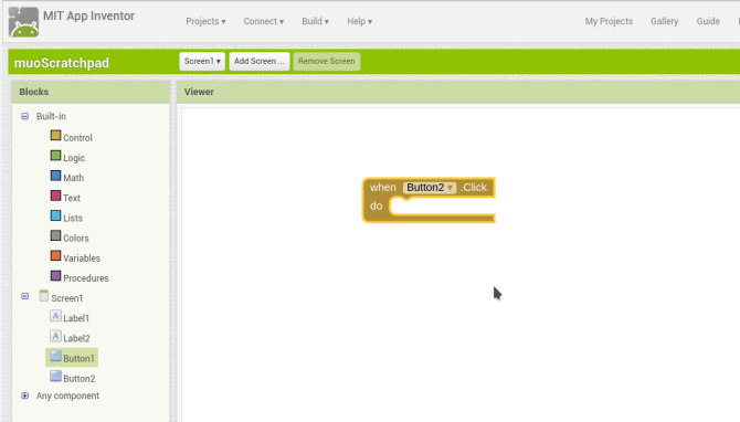android app appinventor screen1 बटनब्लॉक 1 बनाएं