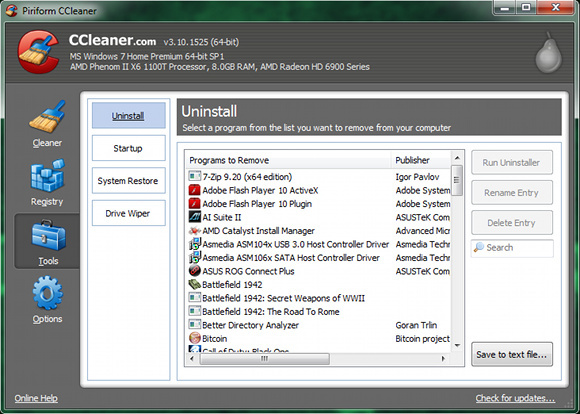 Ccleaner सॉफ्टवेयर