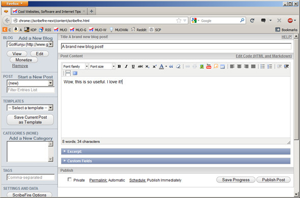 फ़ायरफ़ॉक्स के लिए ब्लॉगिंग ऐड-ऑन