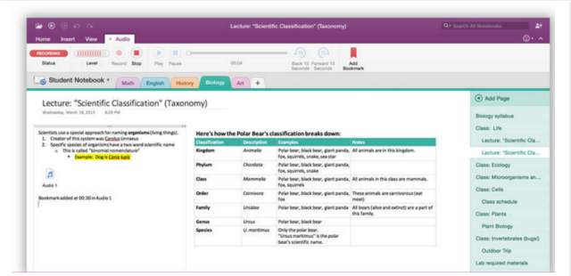 बेसिक OneNote अवलोकन स्क्रीनशॉट उदाहरण