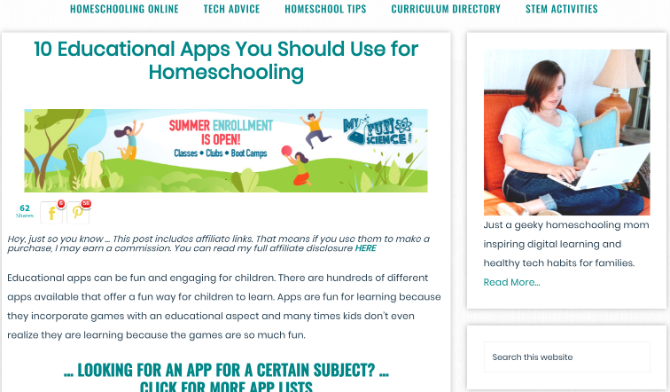 Techie होम स्कूल मॉम के पास घर सीखने के पाठ्यक्रम और पाठ्यक्रम की निर्देशिका ब्राउज़ करने के लिए एक आसान है