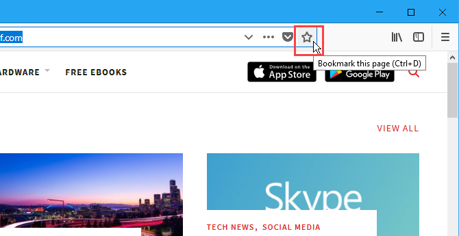 बुकमार्क इस पृष्ठ को फ़ायरफ़ॉक्स में पता बार पर स्टार