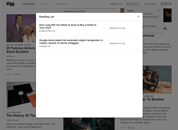नई Digg v1 डिग पढ़ने की सूची के साथ वेब के सर्वश्रेष्ठ डिस्कवर