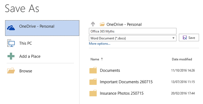Office 365 दस्तावेज़ सहेजें