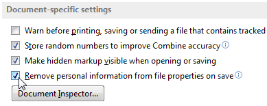 Microsoft Word 2013 मेटाडेटा सेटिंग्स सहेजें