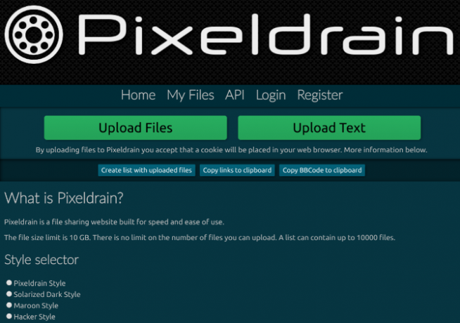 Pixeldrain आपको 10TB तक की फ़ाइलें साझा करने और 10,000 फ़ाइलों तक का संग्रह बनाने देता है