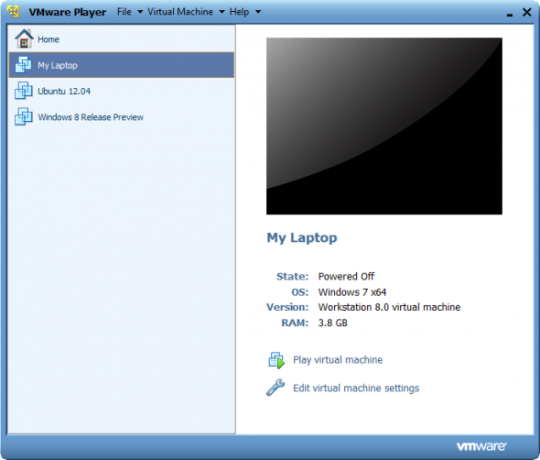 परिवर्तित-आभासी मशीन में VMware खिलाड़ी