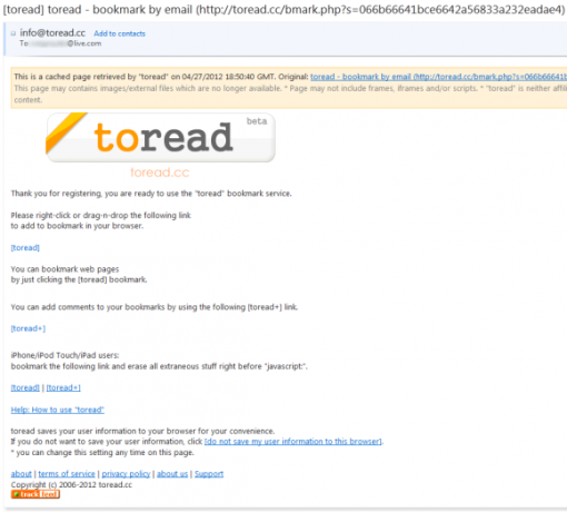 आपके ईमेल का उपयोग करें जैसे कि यह इंस्टैपपेपर के साथ toread & CC: me to toread4 है
