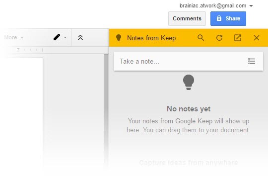 Google की शक्ति को Google डॉक्स पर लाओ एक सिंगल क्लिक के साथ Google रखें ड्रैग नोट्स